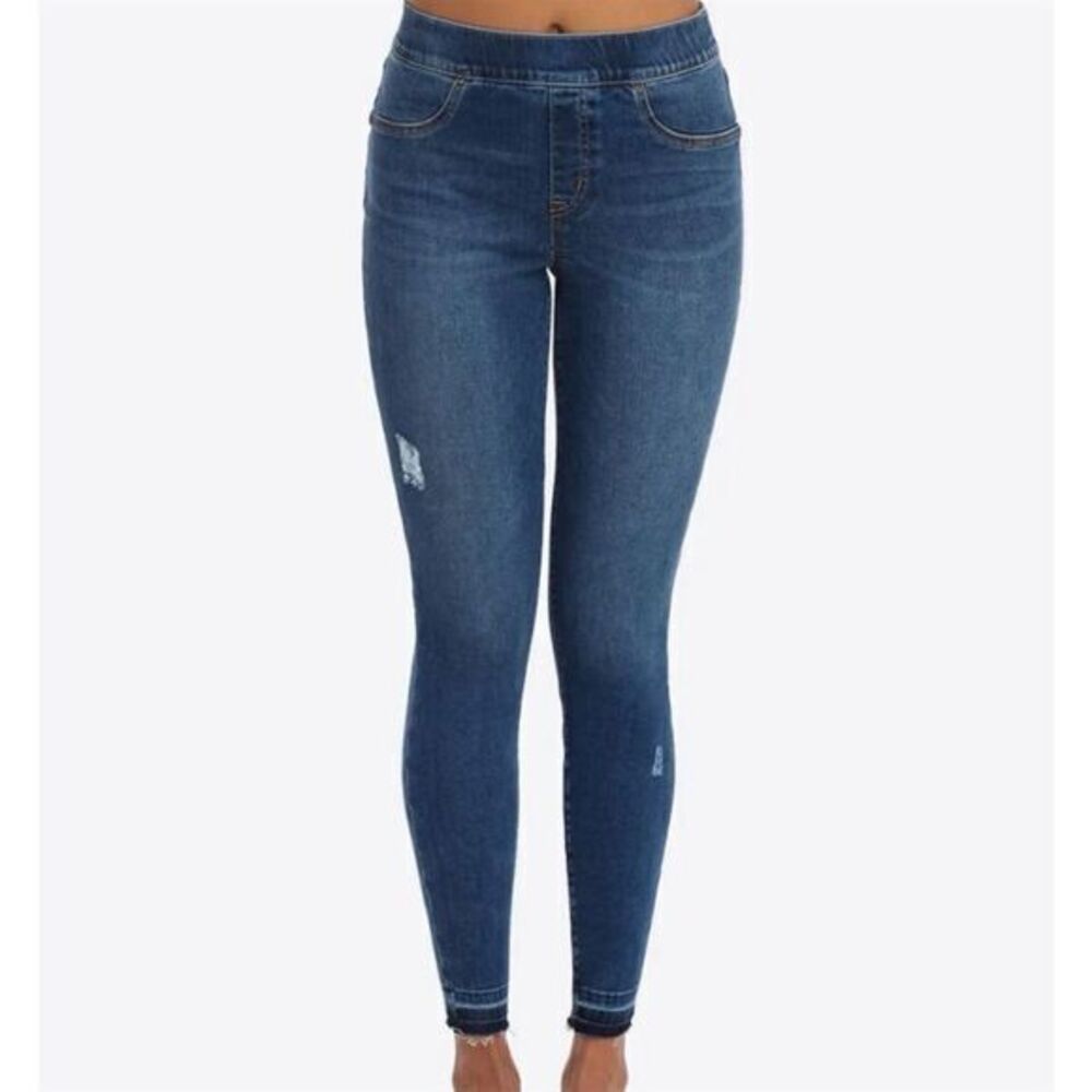Spanx Women's‎ Distressed Skinny Jeggings Jeans Blue Size S Pull-On